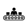 Man worker on conveyor icon, mass production sign Ã¢â¬â vector